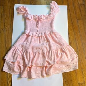 Charming Pink Ruffled Kids Dress